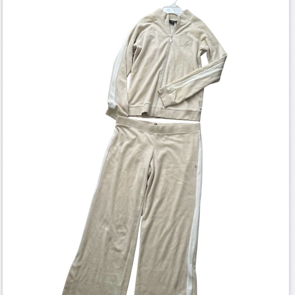 Jennifer Lopez Cream Zip-Front Velour Jacket